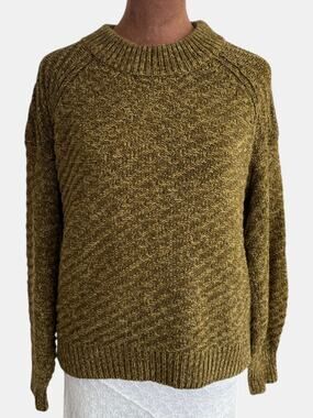 Target Universal Thread Chunky Knit Moss Green Pull Over Sweater Cotton Small